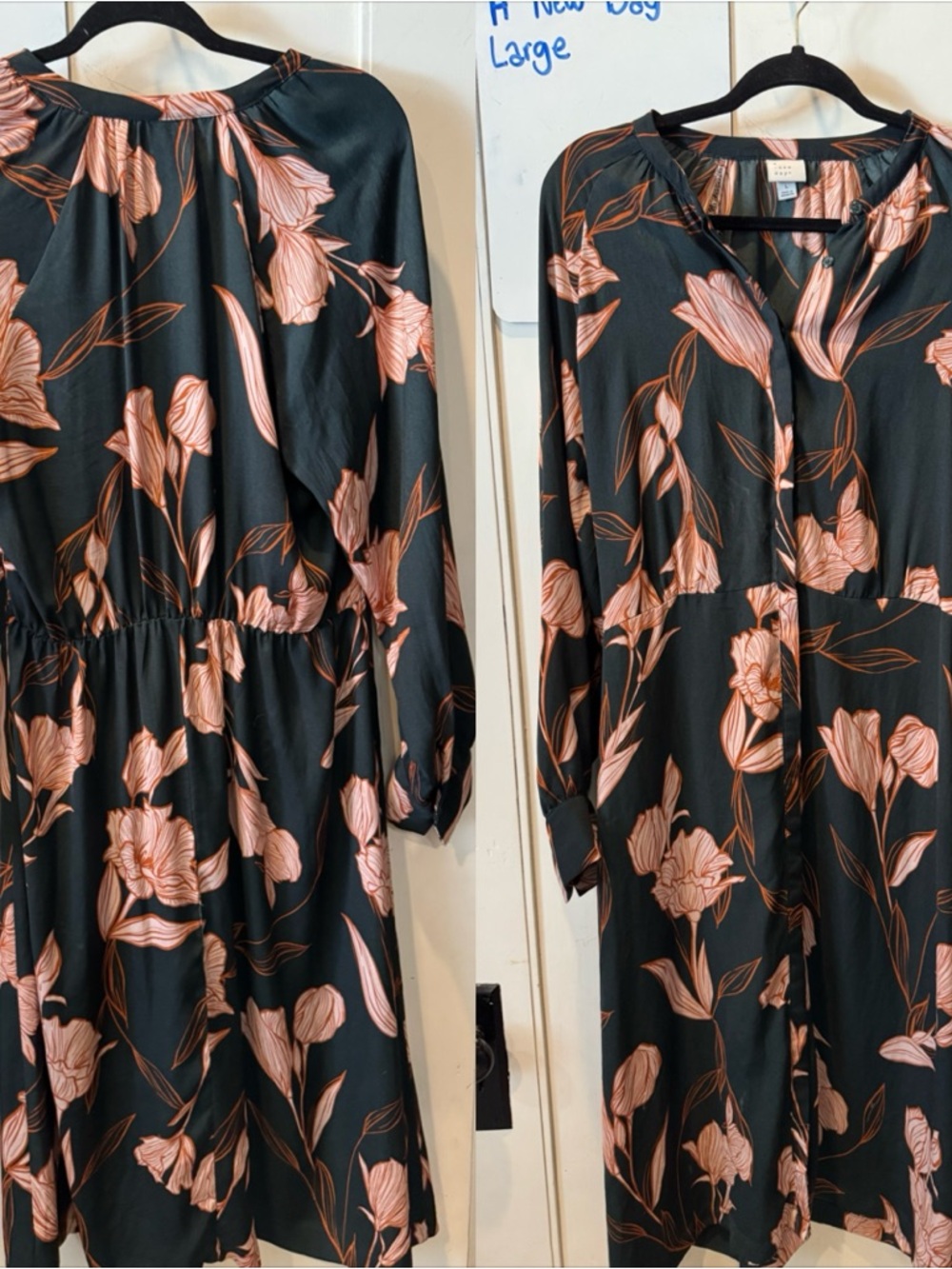 Black Dress with Blush Floral Print